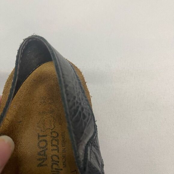 Naot Israel Sharon Black Thread Cork Leather Sandals Size 38 US 7 - Picture 4 of 8